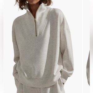 Varley Hawley Half Zip Sweatshirt Ivory Marl XS